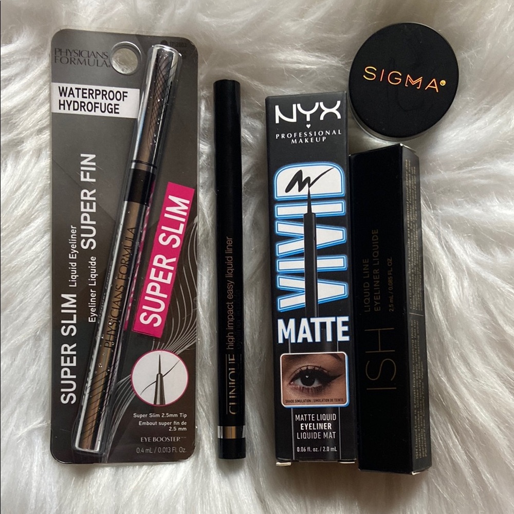 Black Eyeliner Makeup Bundle; NYX Physicians Formula Clinique Ish & Sigma